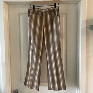 Brown Striped Retro Inspired Flare Trousers Size S
